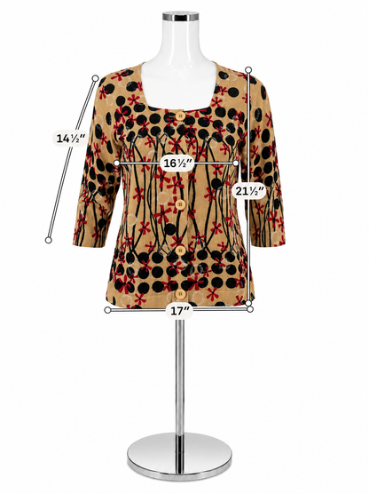 Designers Originals Petite Floral Polka Dot Cardigan Sweater Size PM