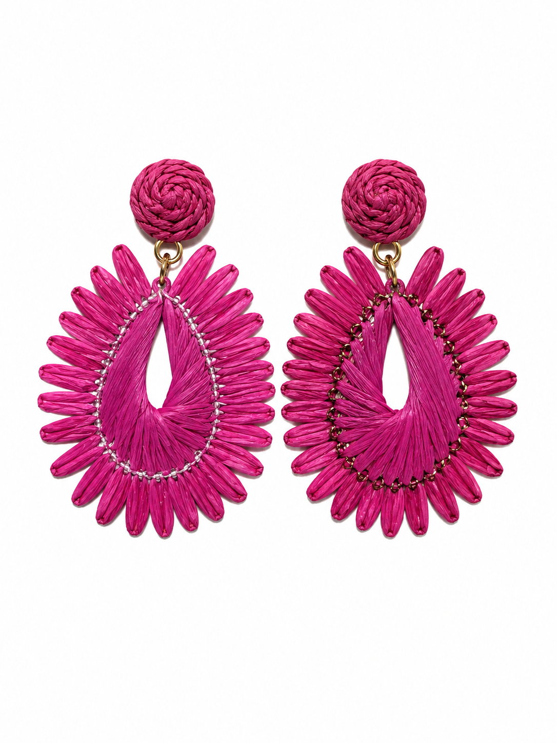 SugarFix by BaubleBar Fuchsia Raffia Sunburst Statement Earrings