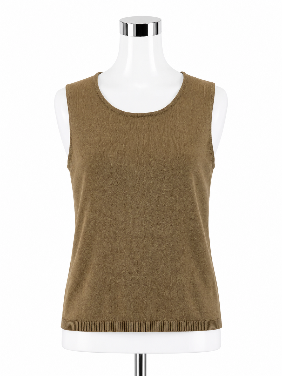 Josephine Chaus Petite Taupe Rayon Blend Sleeveless Knit Shell Top Size MP