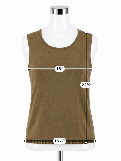Josephine Chaus Petite Taupe Rayon Blend Sleeveless Knit Shell Top Size MP