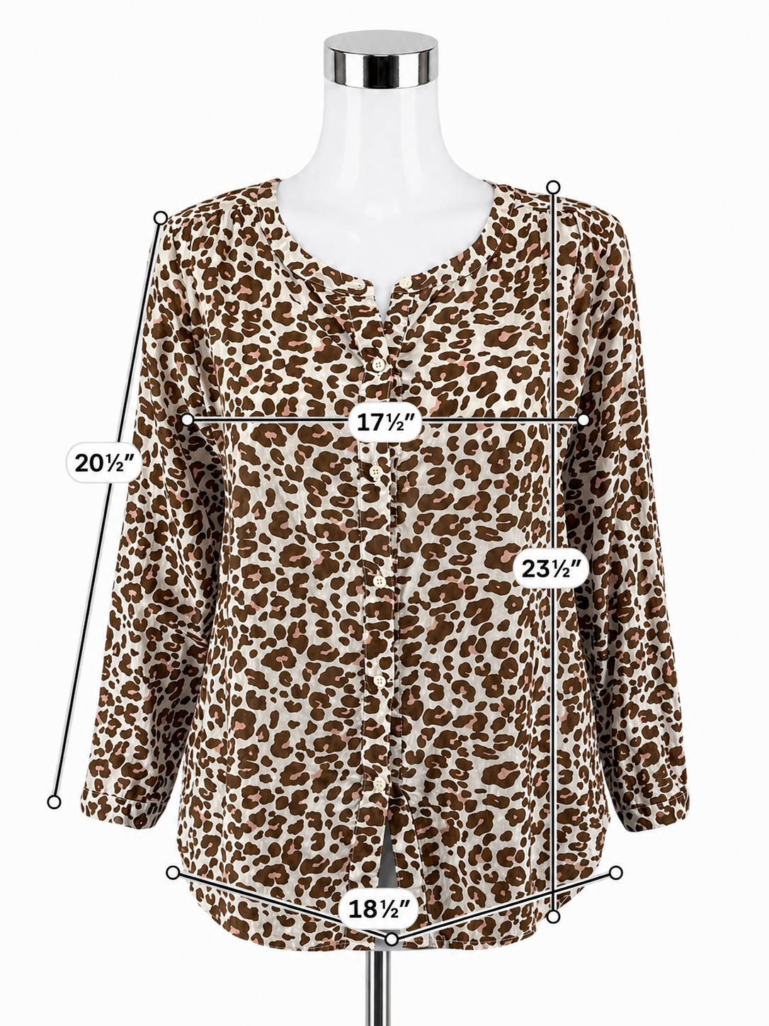 LOFT Outlet Petite Leopard Print Blouse | Size MP | 100% Cotton Animal Print Top