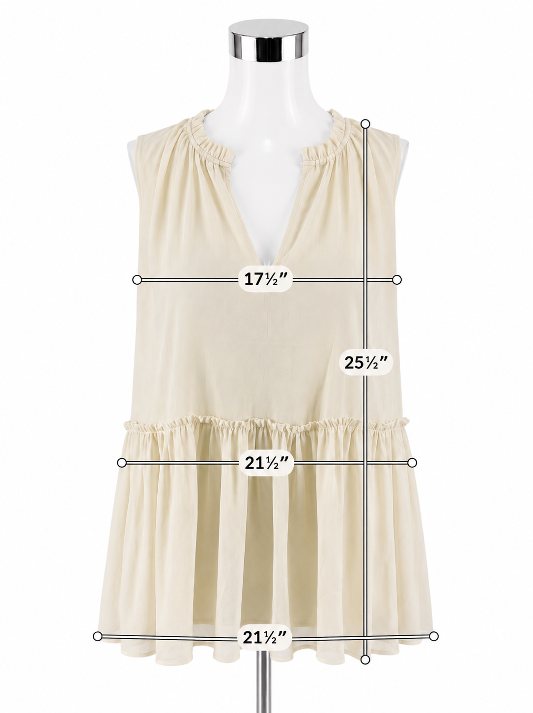 Ann Taylor Ruffled Tiered Sleeveless Chiffon Blouse Ecru | Size M NWT