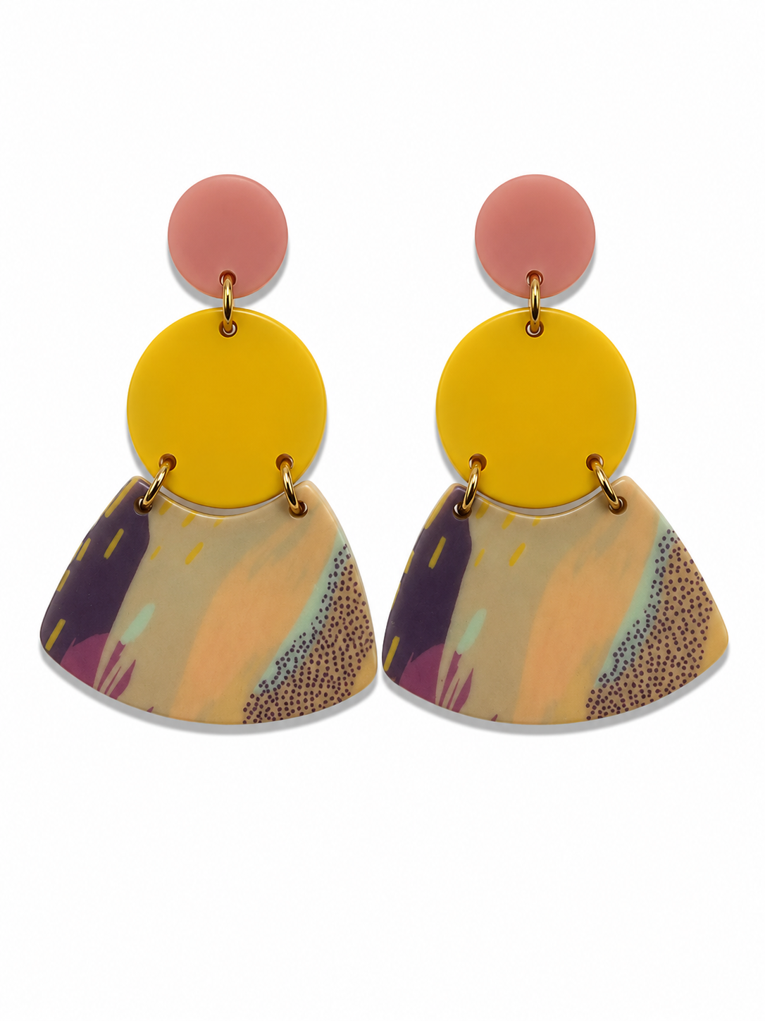 Hangavi Abstract Art Colorblock Acrylic Statement Drop Earrings
