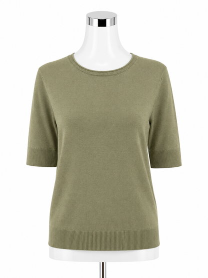 Cable &amp; Gauge Sage Green Ribbed Cuff Knit Top Size Large