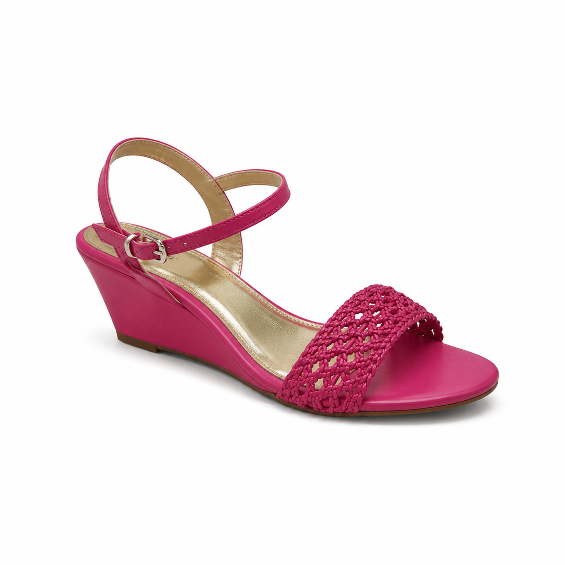 A New Day Pink Braided Ankle Strap Wedge Sandals Size 6 NWT