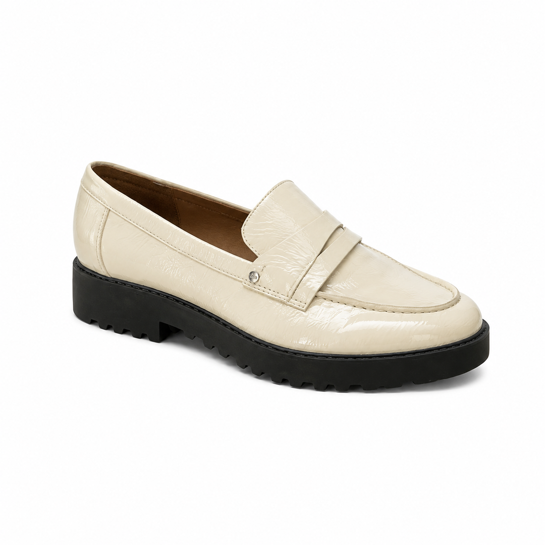 Franco Sarto Balin 2 Cream Patent Croc Lug Sole Loafers Size 8.5