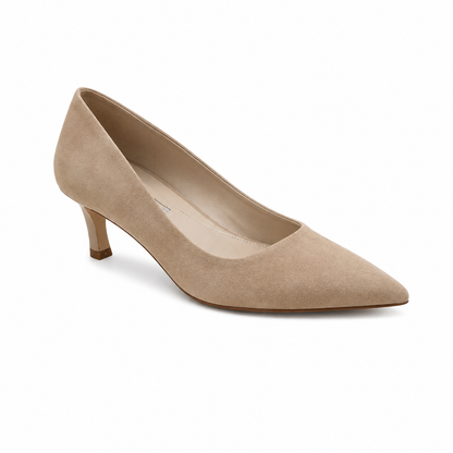 MM Lafleur The Irene Kitten Heel Nude Suede Pointed Toe Pumps | Size 7.5