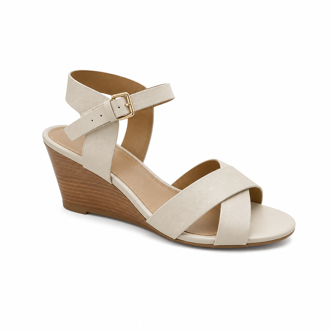 Ann Taylor Woodgrain Cross-Strap Wedge Sandals | Size 11