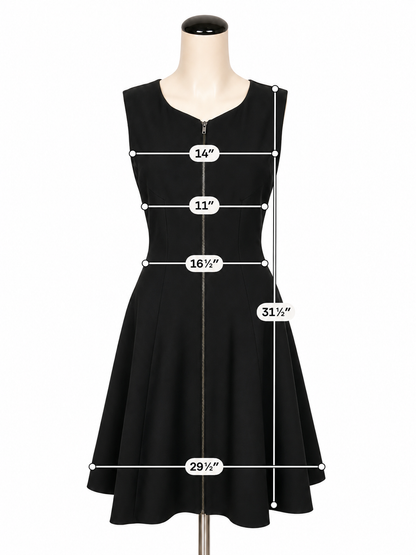Theory Black Virgin Wool Front Zip Fit &amp; Flare Dress Size 6