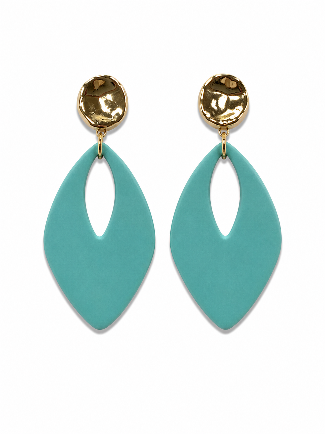 Maravilla Handmade Teal &amp; Gold Teardrop Earrings Polymer Clay Statement Jewelry