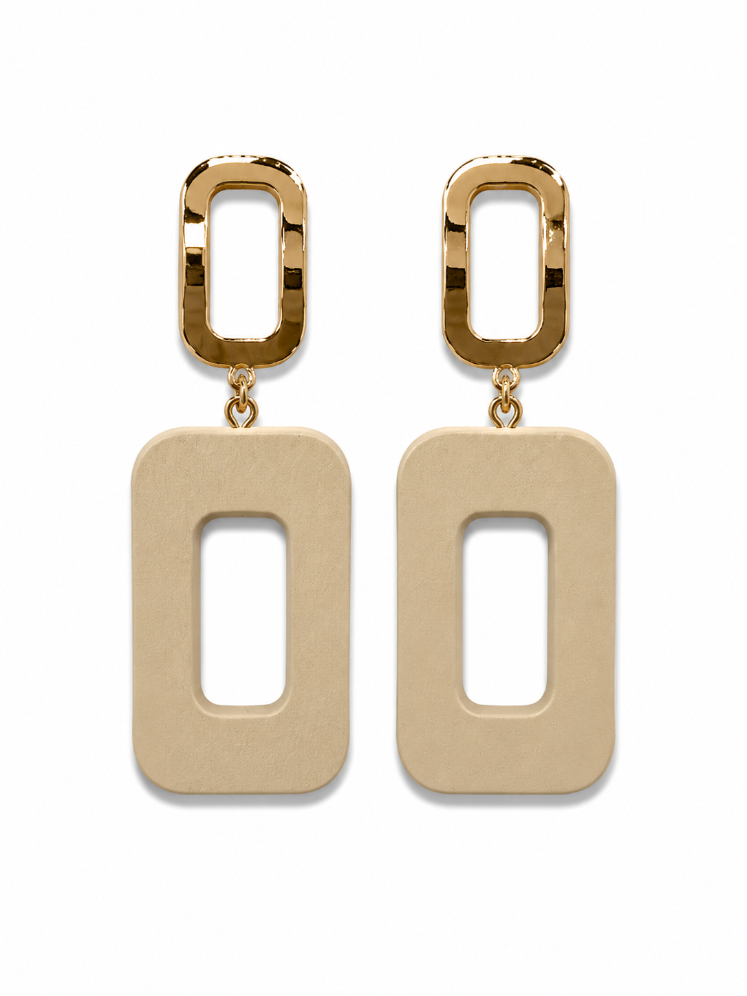 Mauve Fine Jewelry Geometric Cream &amp; Gold Rectangle Dangle Earrings