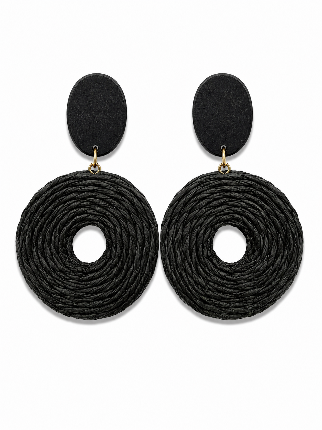 Madden Girl Elements Black Woven Raffia Statement Drop Earrings