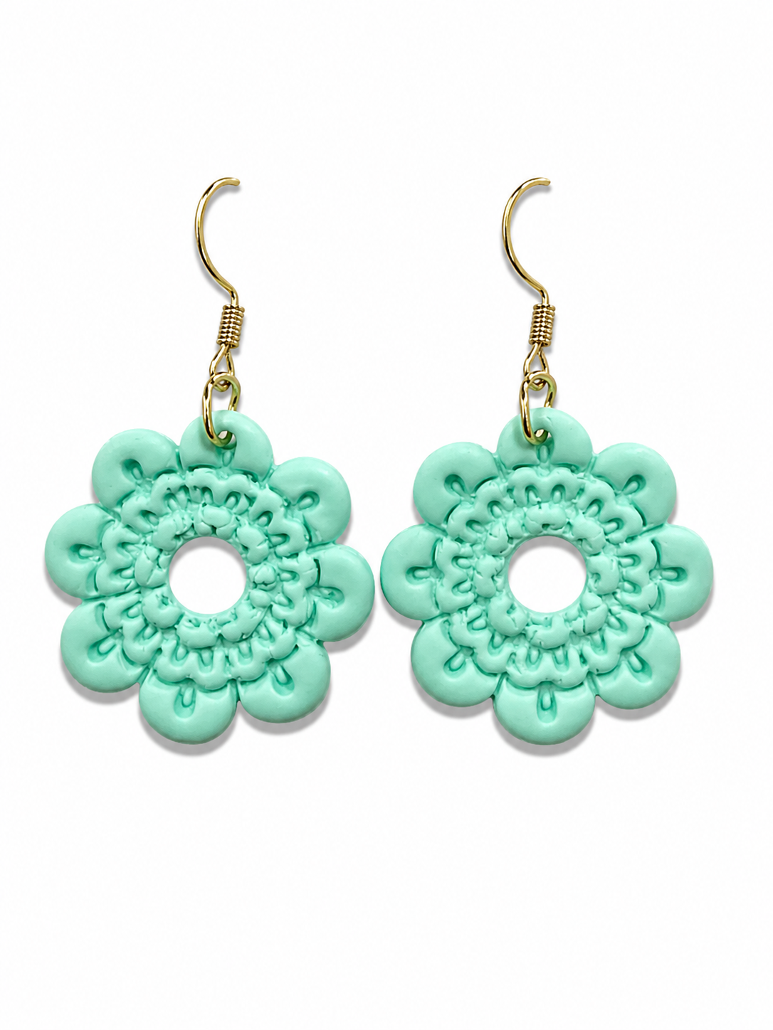 Marley Mint Green Floral Resin Dangle Statement Earrings