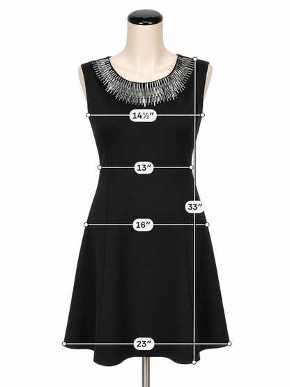 Alfani Beaded Neckline Sleeveless Shift Dress Black Silver Size 6