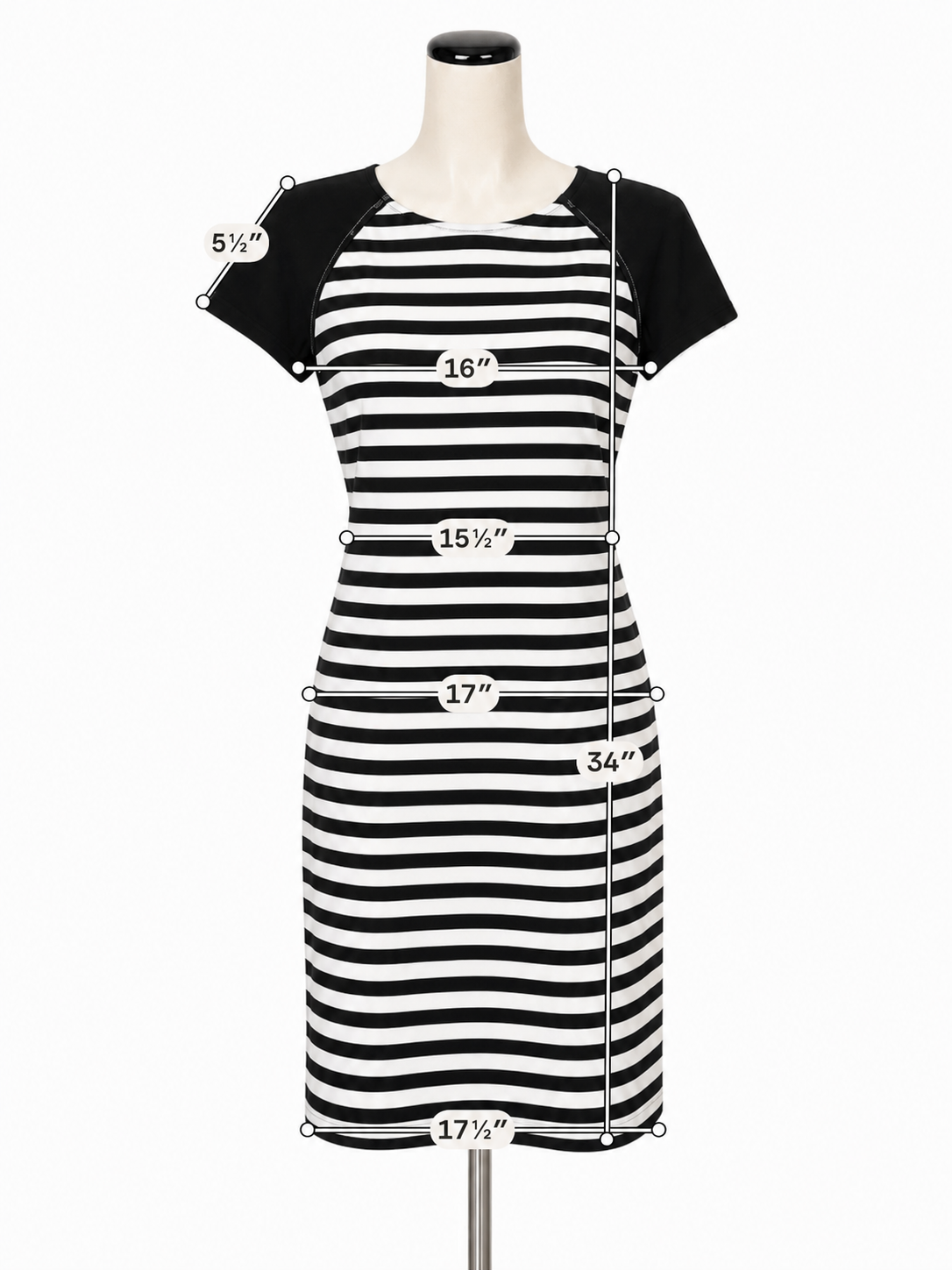 Michael Michael Kors Black &amp; White Striped Raglan Sleeve Shift Dress Size 6
