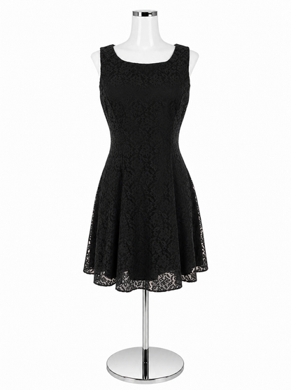 Rampage Black Floral Lace Fit &amp; Flare Sleeveless Dress Size 9