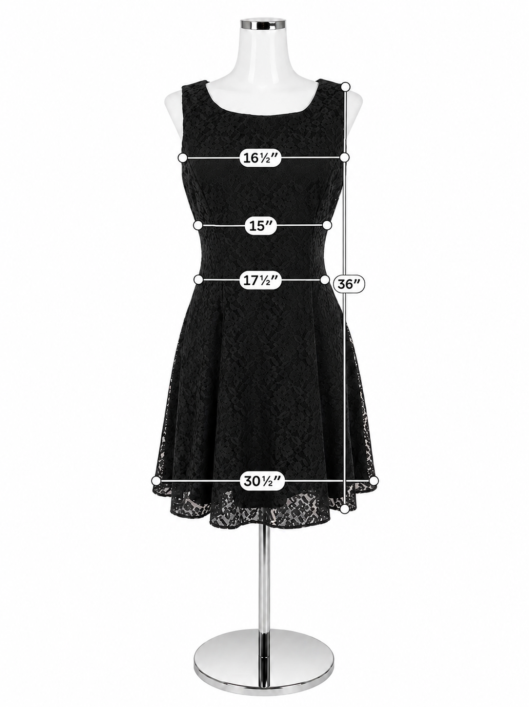 Rampage Black Floral Lace Fit &amp; Flare Sleeveless Dress Size 9