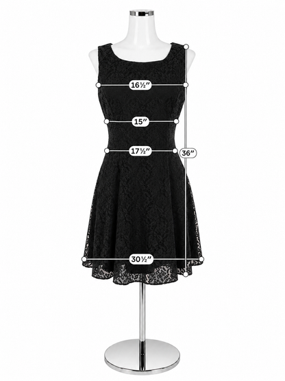 Rampage Black Floral Lace Fit &amp; Flare Sleeveless Dress Size 9