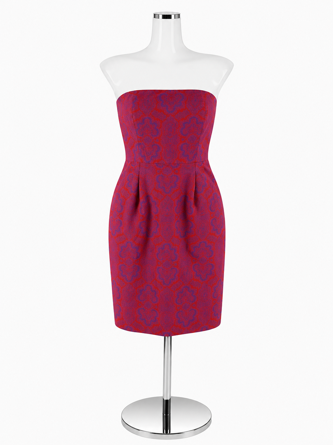 J.Crew Strapless Cotton-Silk Jacquard Mini Dress Red Purple Print Size 0