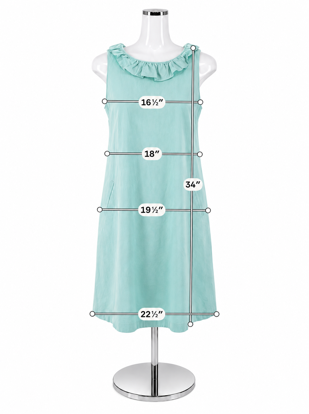 Tyler Boe Ruffle Neck Bow Back Linen Blend Shift Dress Size S Aqua