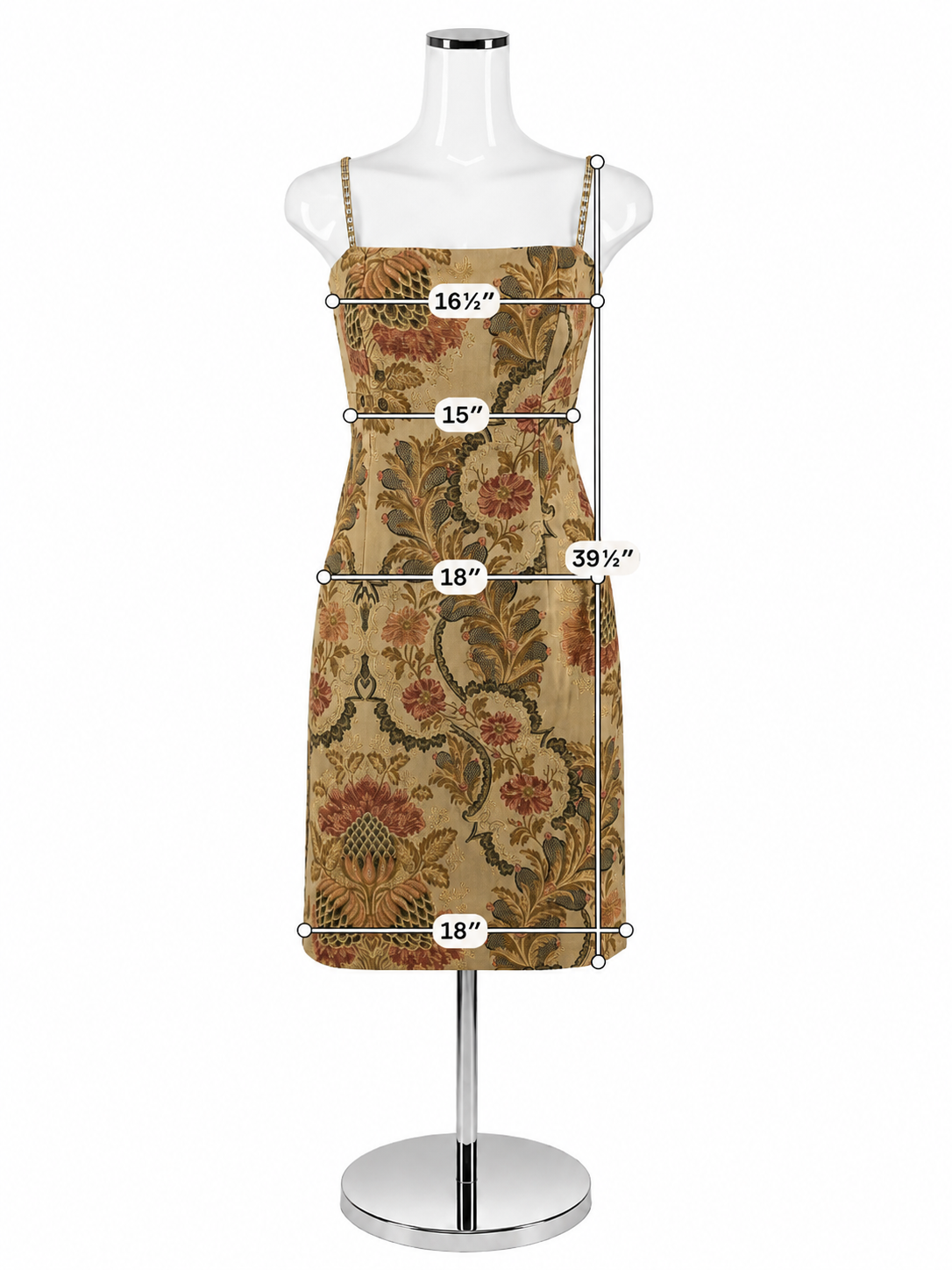 Kay Unger Floral Brocade Sheath Dress Crystal Strap Cocktail Dress Size 4