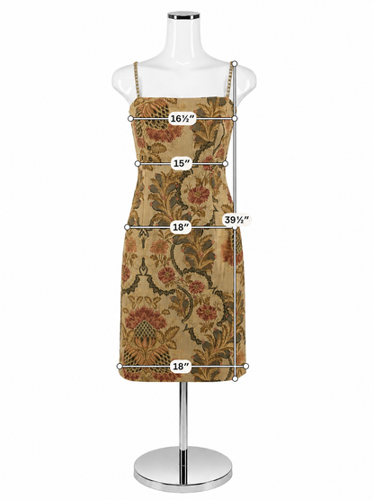 Kay Unger Floral Brocade Sheath Dress Crystal Strap Cocktail Dress Size 4