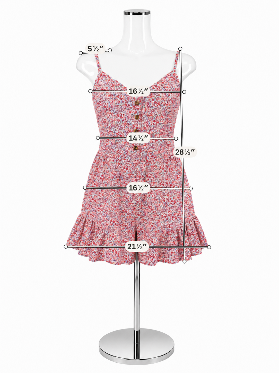 ee:some Red Blue Floral Ruffle Romper with Smocked Back Size Large