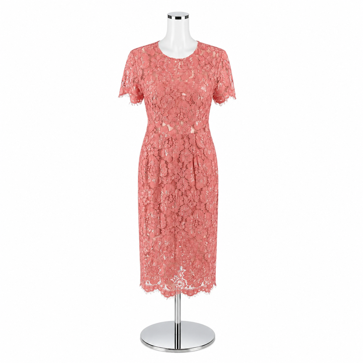 NSR Coral Rose Floral Lace Sheath Dress Size Small