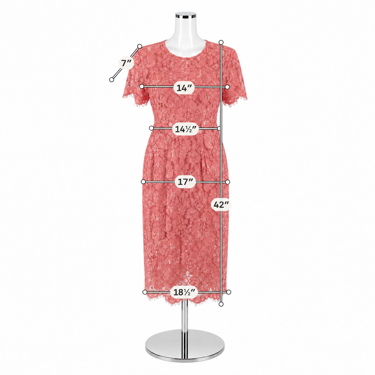 NSR Coral Rose Floral Lace Sheath Dress Size Small