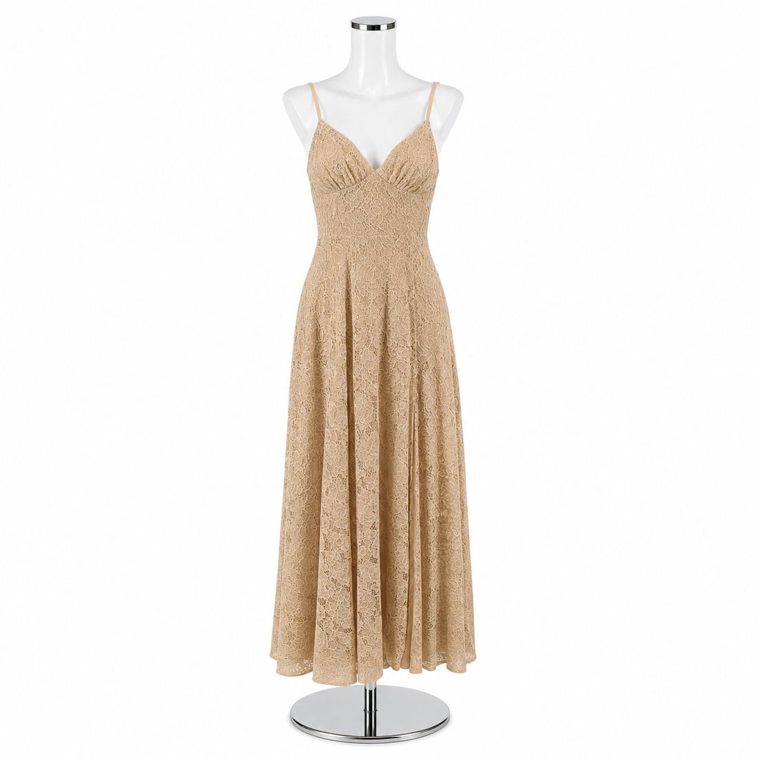 Fame and Partners x Anthropologie Nude Floral Lace Maxi Dress Gown | Size 2 NWT