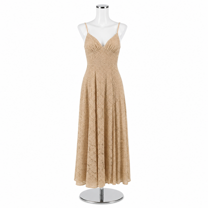 Fame and Partners x Anthropologie Nude Floral Lace Maxi Dress Gown | Size 2 NWT