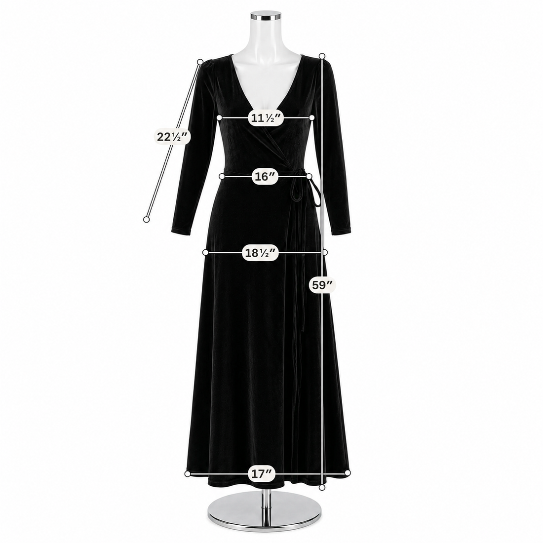 Baltic Born Lydia Black Velvet Wrap Maxi Dress | Size XS | NWT