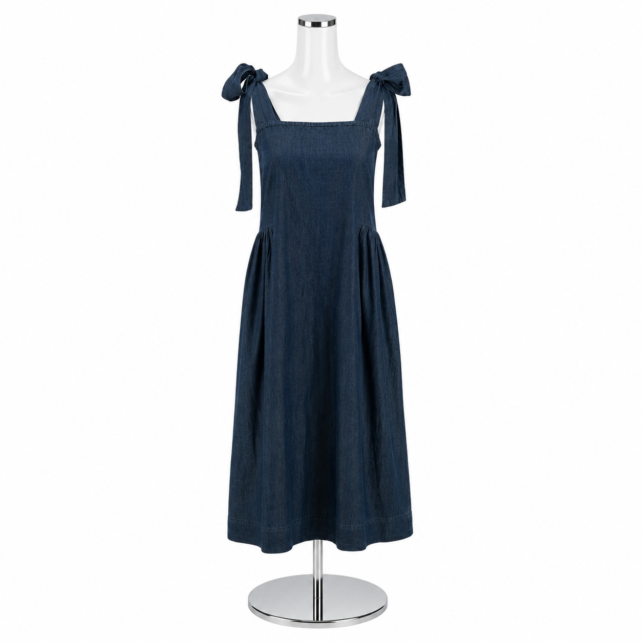 Hatch The Anaelle Tie Shoulder Maternity Midi Dress Indigo Blue