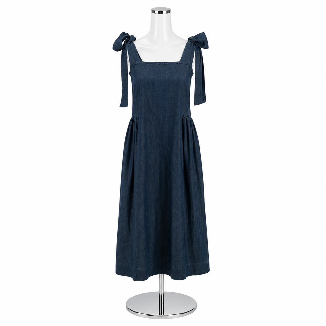 Hatch The Anaelle Tie Shoulder Midi Dress Indigo Blue Size Small