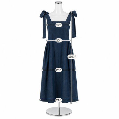 Hatch The Anaelle Tie Shoulder Midi Dress Indigo Blue Size Small
