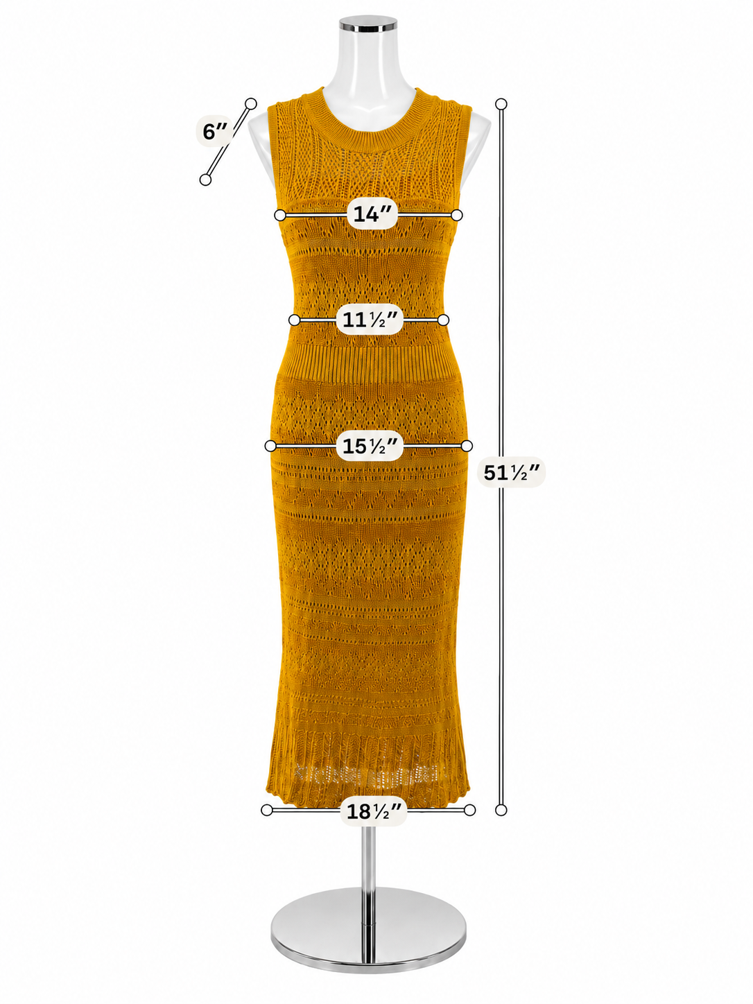 MCQ by Alexander McQueen Mustard Yellow Ribbed Open-Knit Midi Dress Size Small