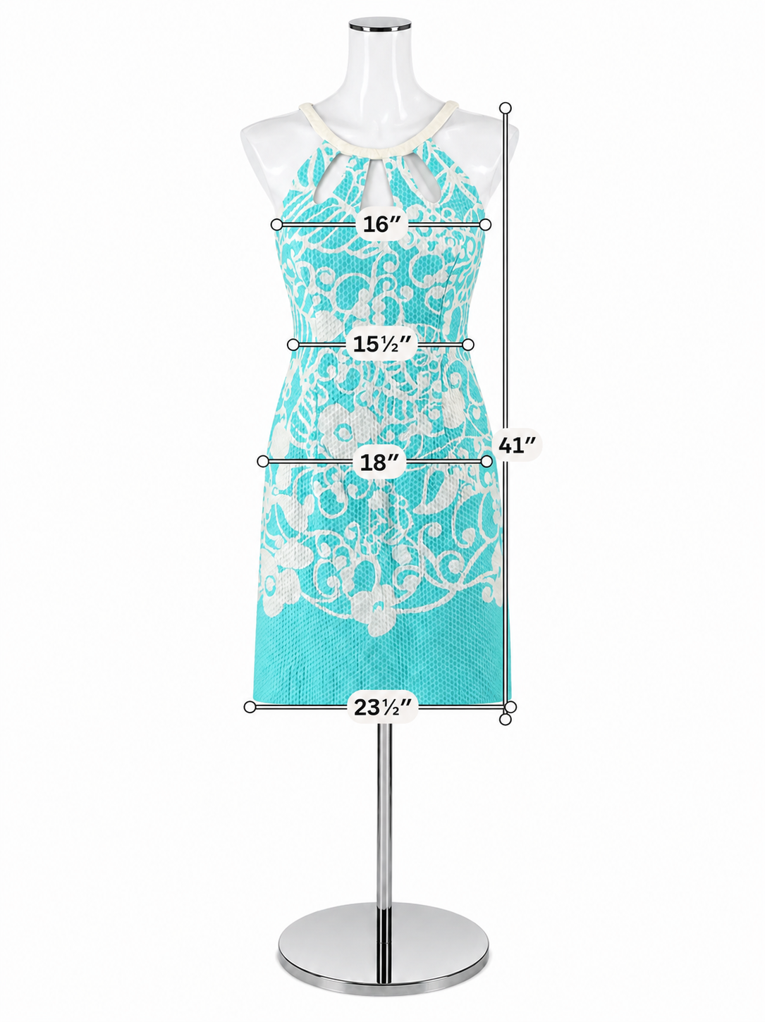 Lilly Pulitzer Kristen Dress Aqua &amp; White Jacquard Leaf Cutout Shift Size 0