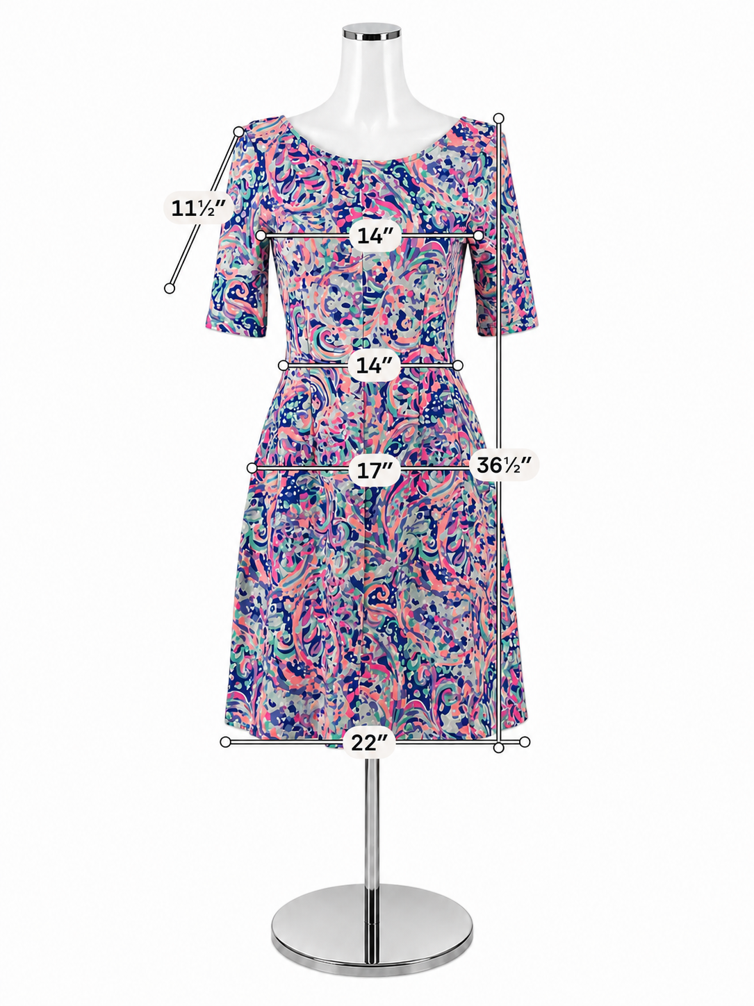 Lilly Pulitzer Pink &amp; Blue Abstract Paisley Skater Dress Size Small