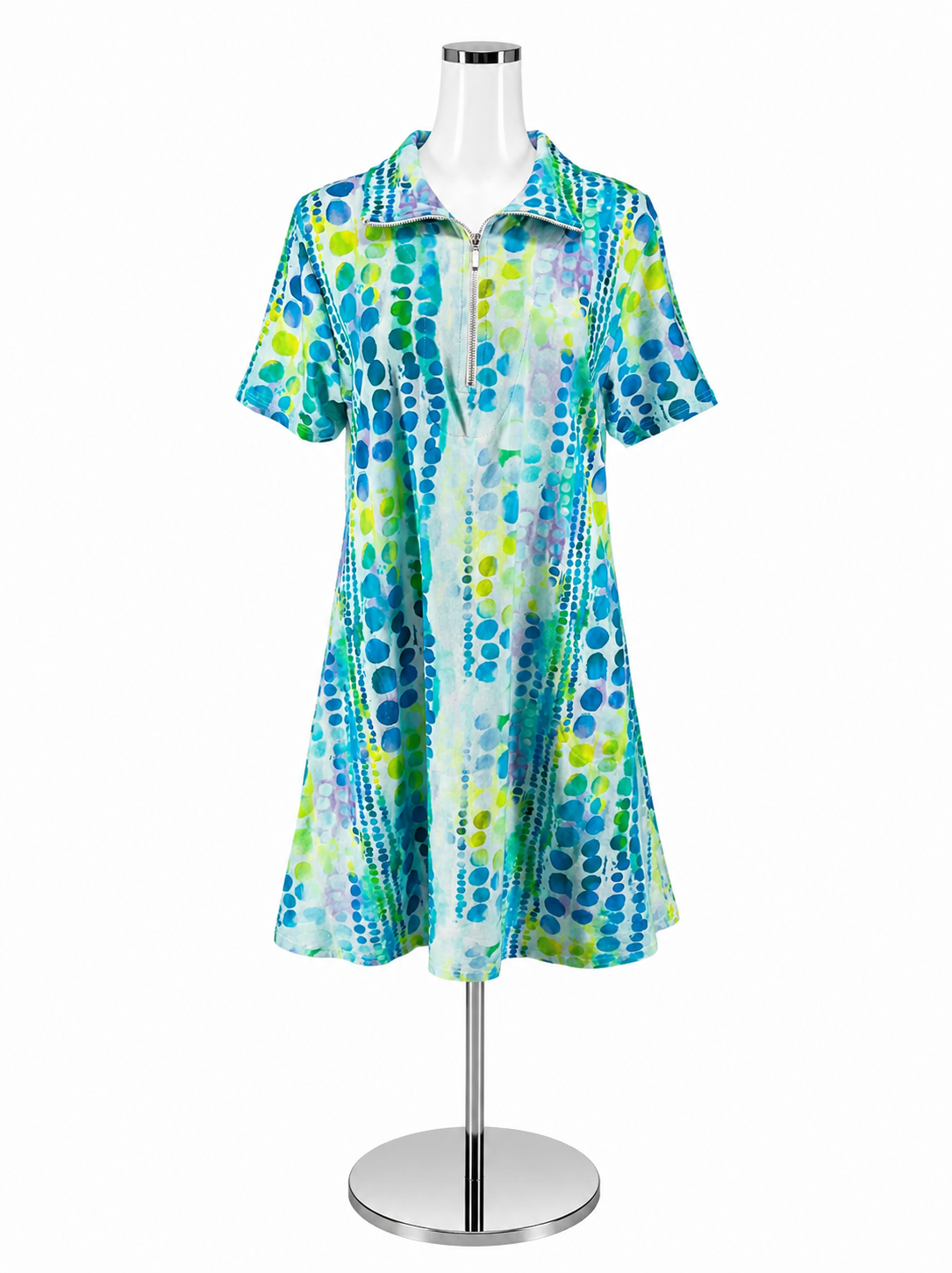 Parsley &amp; Sage Watercolor Dot Half-Zip Tunic Dress Size Medium