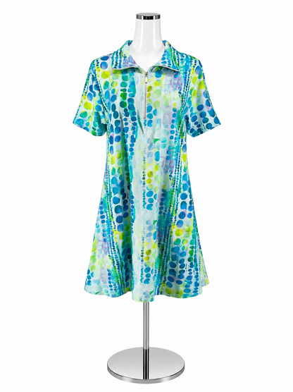 Parsley &amp; Sage Watercolor Dot Half-Zip Tunic Dress Size Medium