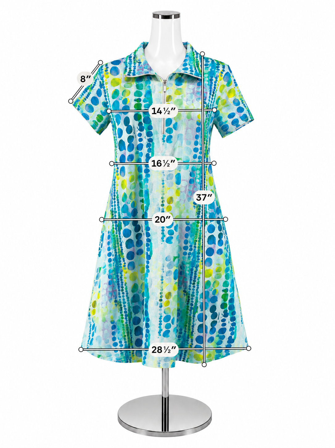 Parsley &amp; Sage Watercolor Dot Half-Zip Tunic Dress Size Medium