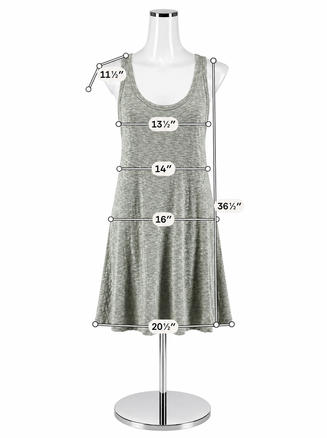 Sol Angeles for Anthropologie Marled Sage Heathered Tank Dress Size Medium