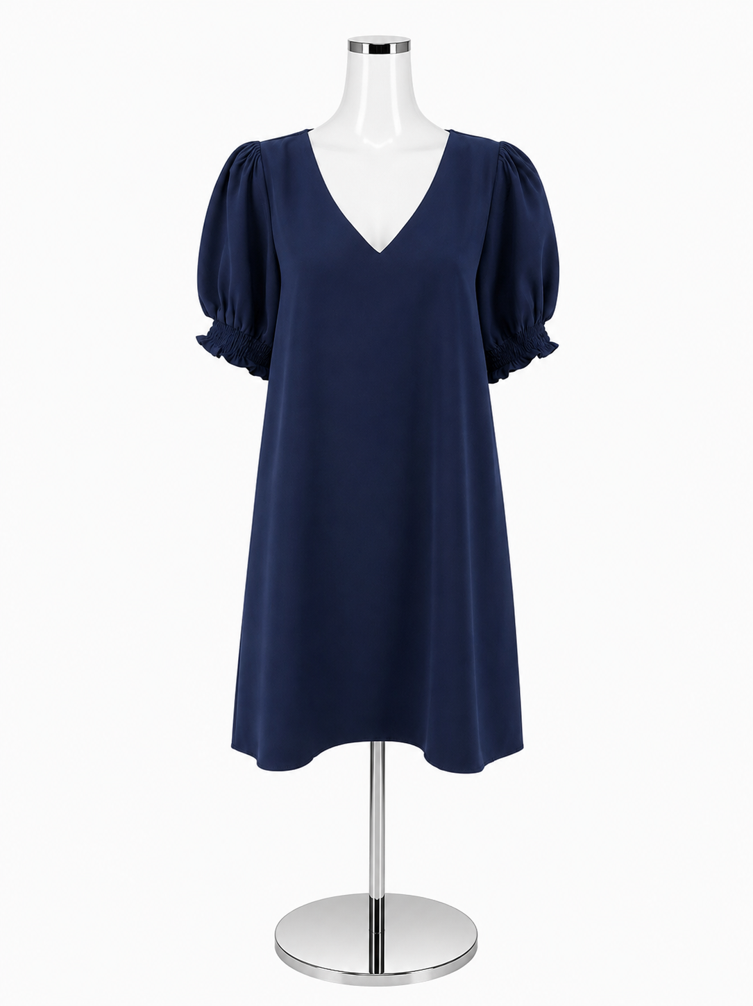 Jodifl Navy Blue Puff Sleeve V-Neck Shift Dress Size Large