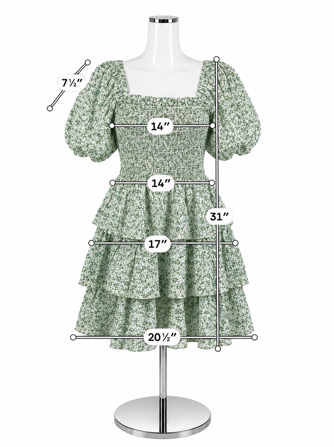 English Factory Floral Puff Sleeve Tiered Mini Dress Size Medium
