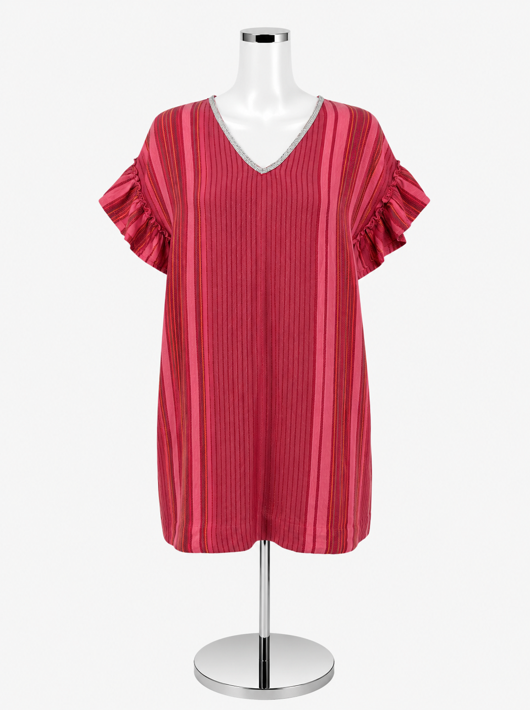 THML Pink Stripe Metallic Trim Tunic Dress NWT Size Medium