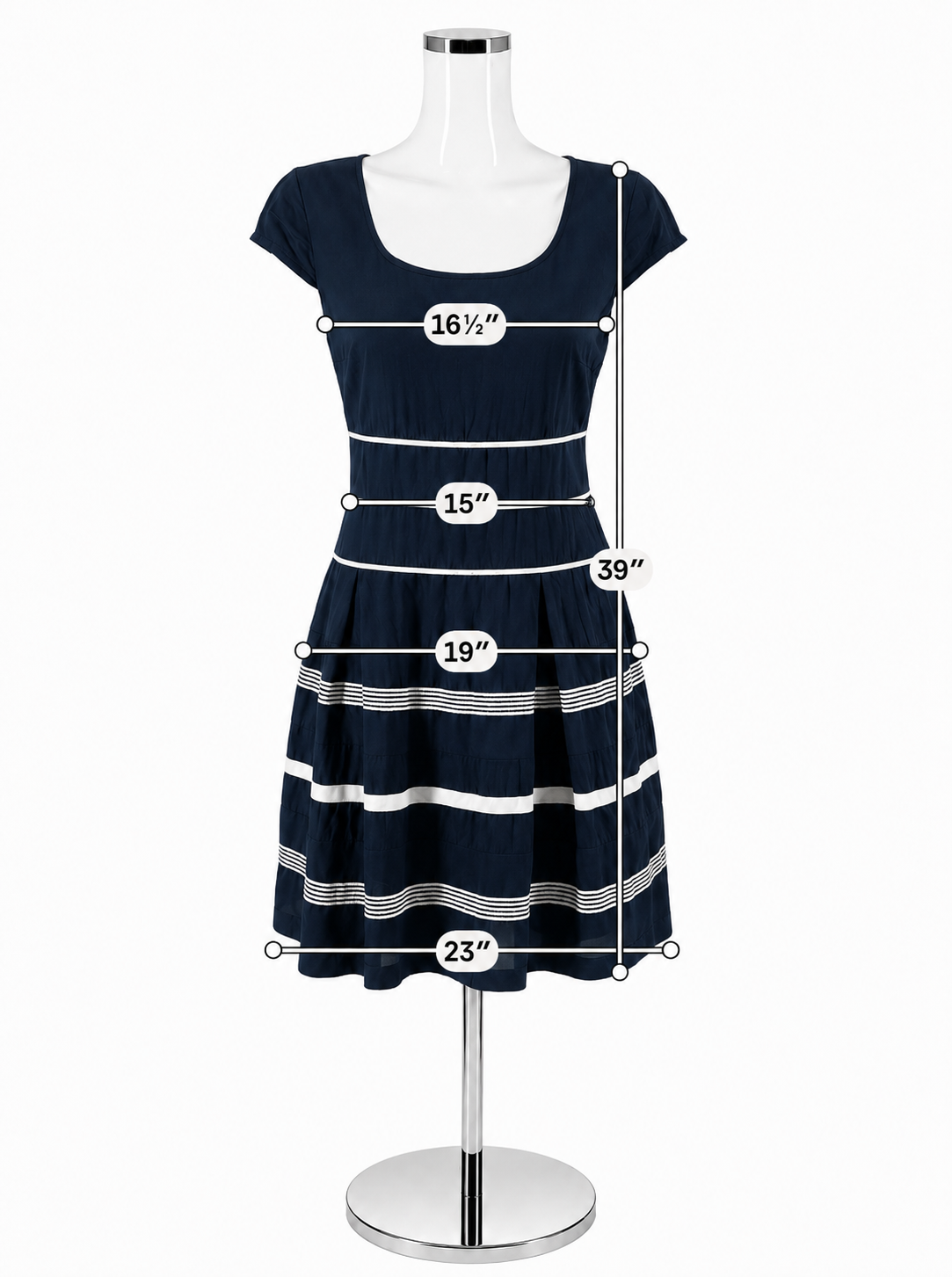 Ann Taylor Nautical Stripe Tiered Cotton Dress Navy White | Size 2