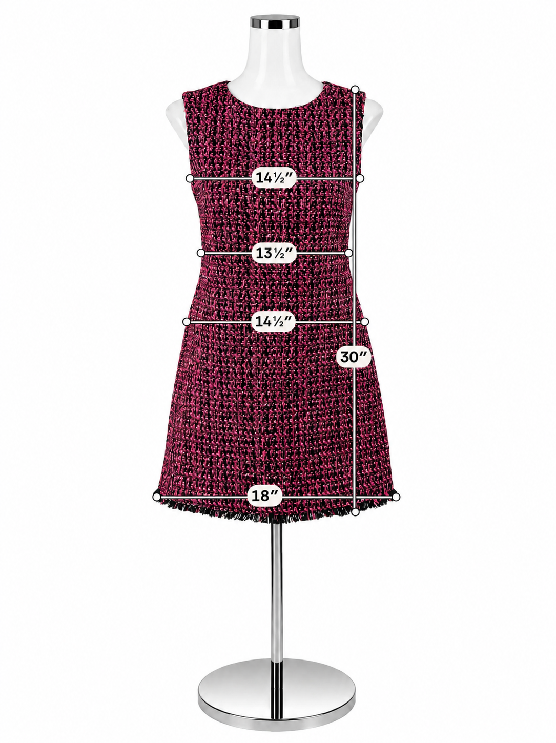 Alice + Olivia Clyde Pink &amp; Black Tweed Fringe Shift Dress | Size 6