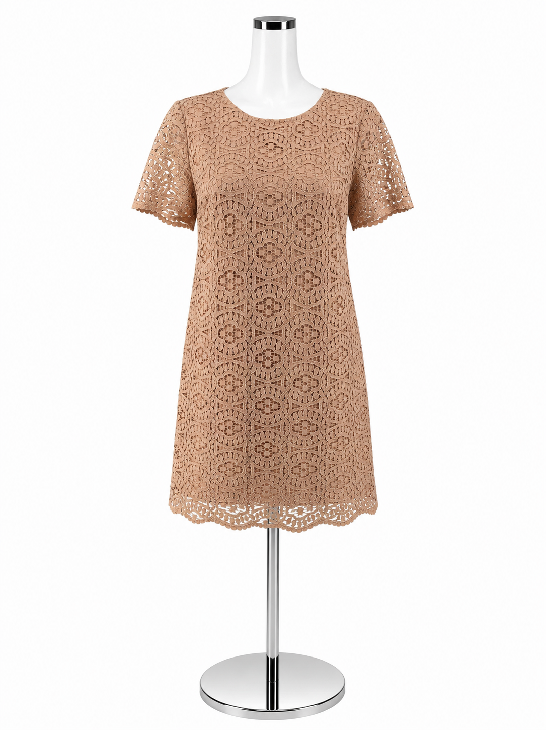 Ann Taylor Salmon Pink Floral Guipure Lace Shift Dress Size 4