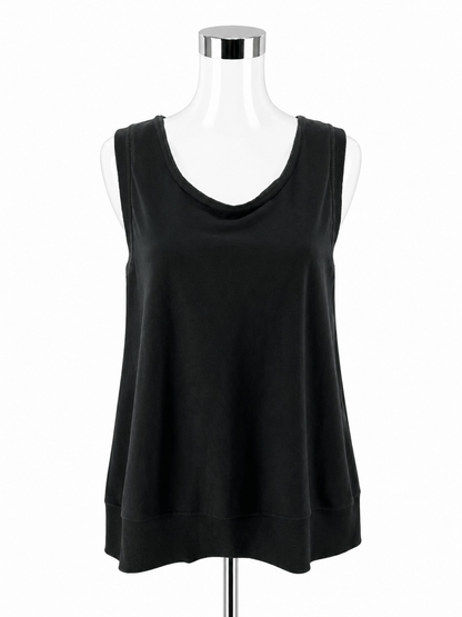 Central Park Black Asymmetrical Drape Back Tank Top Size XL