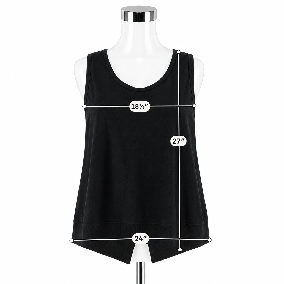 Central Park Black Asymmetrical Drape Back Tank Top Size XL - ONLINE ONLY
